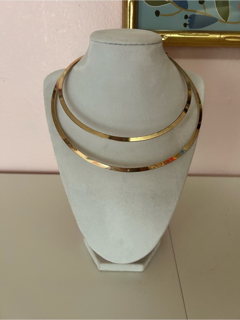 Vintage Y2K Rigid Gold Double Strand Collar by Mika